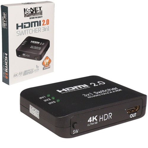 سوییچ 3 پورت HDMI کی نت پلاس KP-S723 + ریموت کنترل