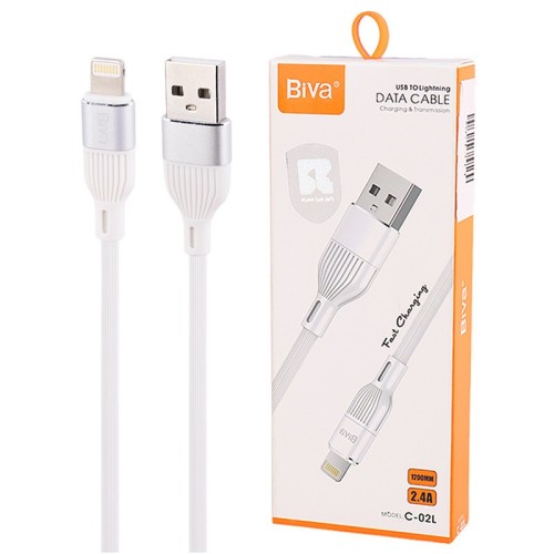 کابل لایتنینگ فست شارژ 2.4 آمپر بیوا C-02L طول 1.2 متر