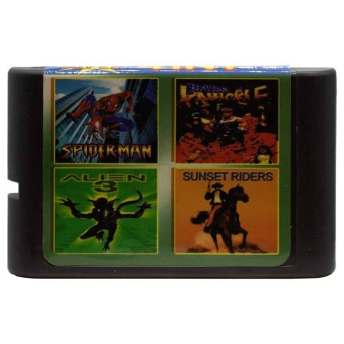 کارتریج چهار لبه بازی مرد عنکبوتی و شورش در شهر و آلین 3 و سواران غروب سگا کد KC431