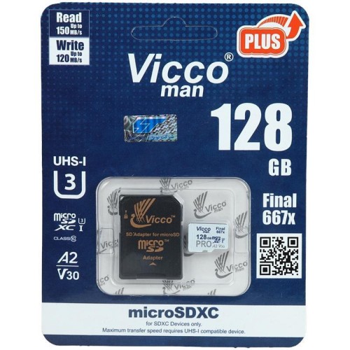 رم میکرو 128 گیگ ویکومن ViccoMan Final 667x A2 V30 U3 C10 150MB/s + خشاب
