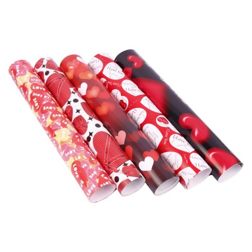 کاغذ کادو طرح دار قلب بسته 50 عددی