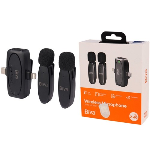 میکروفون یقه ای بی سیم Biva WM-03 Type-C / Lightning