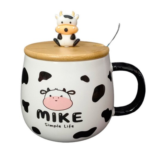 ماگ سرامیکی گاو درب چوبی