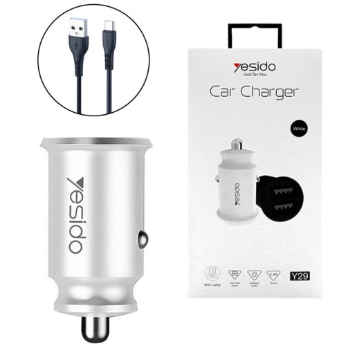 شارژر فندکی 12 وات یسیدو Y29 + کابل میکرو یو اس بی