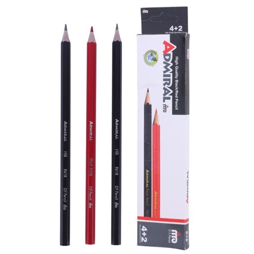 مداد مشکی و قرمز آدمیرال Admiral 961B بسته 2+4 عددی